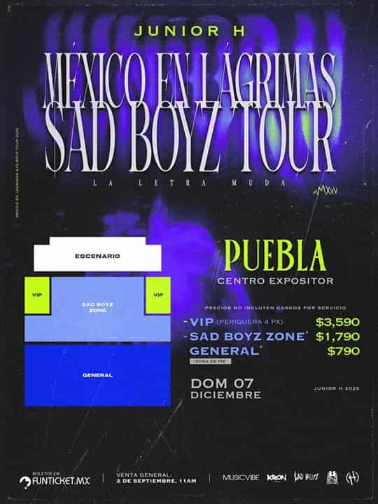 Junior H trae a Puebla su gira “México en Lágrimas $AD BOYZ TOUR”